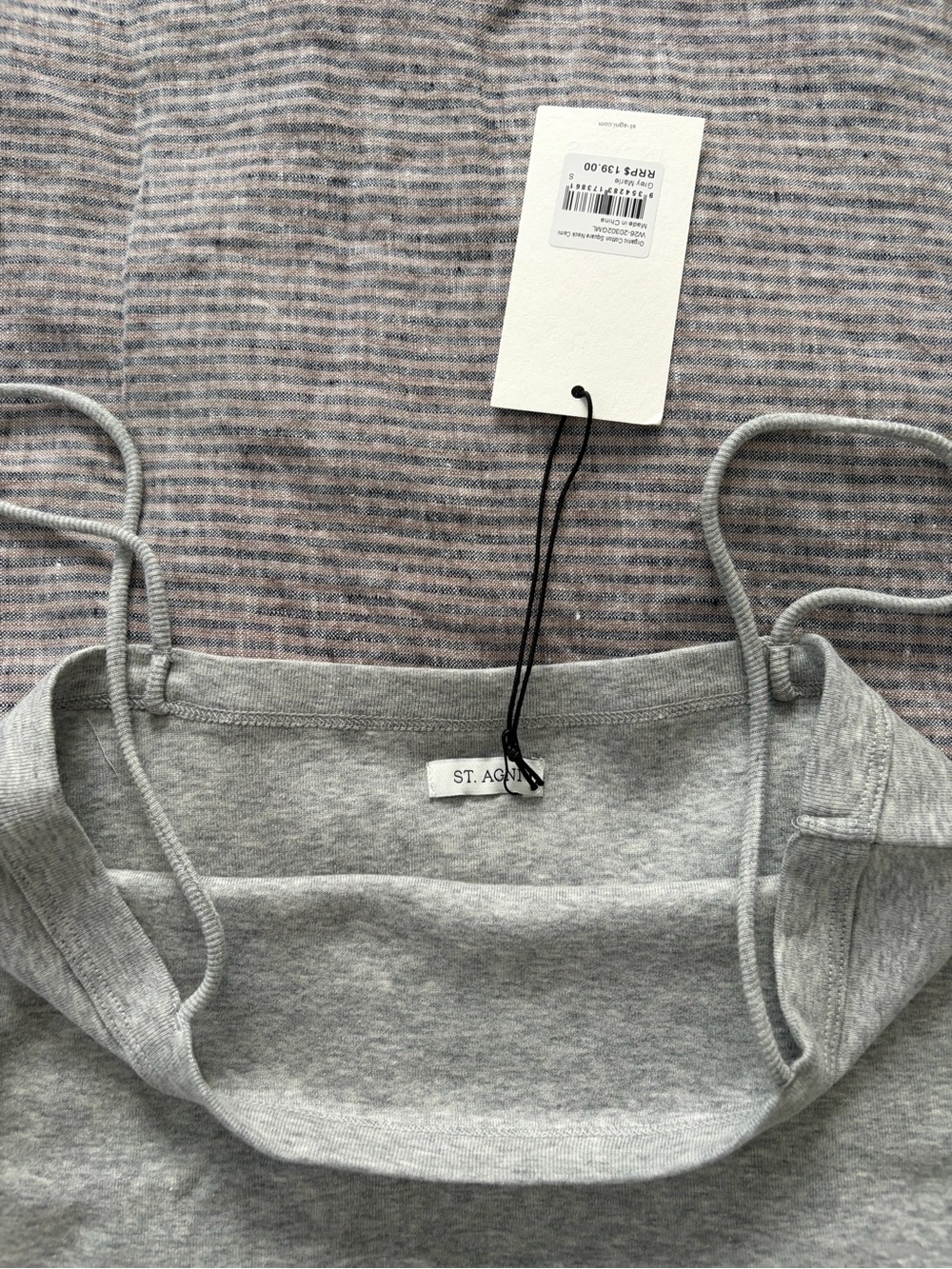 Brand NWT St. Agni Organic Cotton Square Neck Cami - Grey Marle size S - Picture 6 of 6